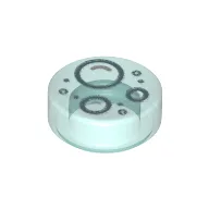 Tile Round 1 x 1 with Sand Blue Bubbles Print / Trans-Light Blue