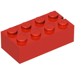 Brick 2 x 4 without Bottom Tubes, Slotted (with 1 slot) / Vintage Red