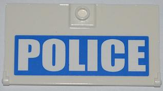 Lego Door 1 x 4 x 6 with Stud Handle with White 'POLICE' on Blue Background Pattern Model Right Side (Sticker) - Set 7288
