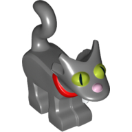 Lego Animal, Cat, Standing, Big Eyes with Simpsons Snowball II Print / Dark Bluish Gray