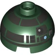 Brick Round 2 x 2 Dome Top, Vented Stud with Pearl Titanium Astromech Droid Print (R4-P44)