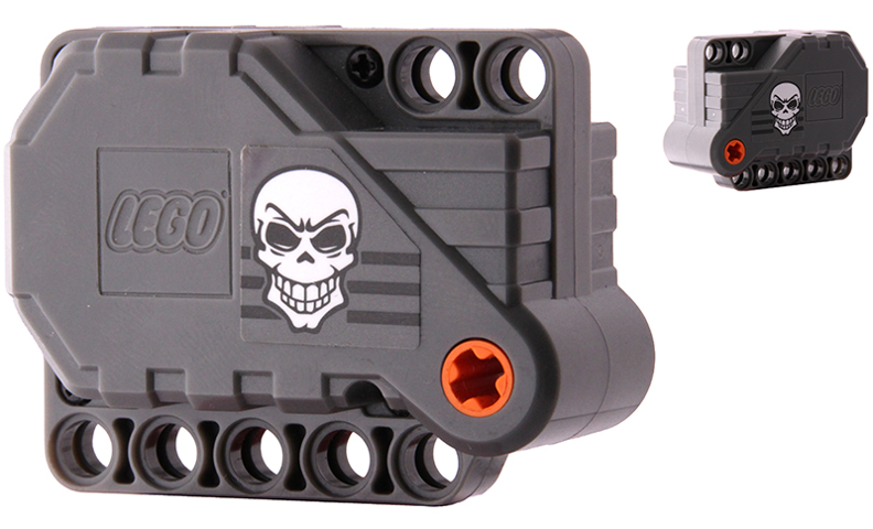 Lego Pullback Motor 6 x 5 x 3 with White Skull and Black Stripes Pattern on Both Sides (Stickers) - Set 42106