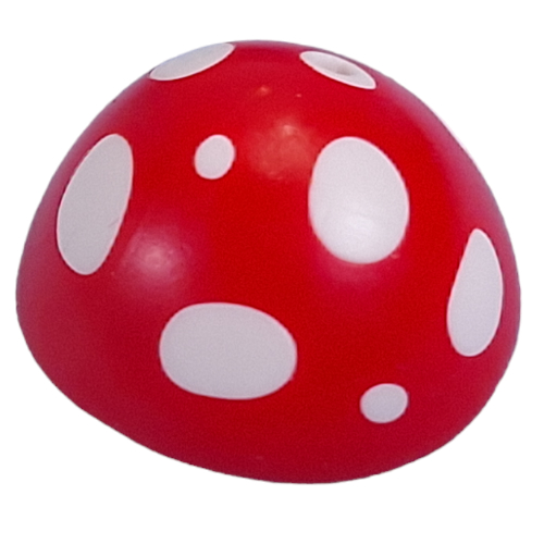 Lego Hat, Mushroom with White Dots, Red Hood Pattern / White