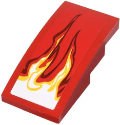 Slope, Curved 4 x 2 with White and Yellow Flames Pattern Model Right Side (Sticker) - Set 9441