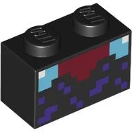 Brick 1 x 2 with Pixelated Enchantment Table Print / Black