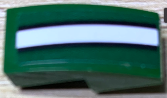 Lego Slope, Curved 2 x 1 x 2/3 Inverted with Black Lines and White Stripe Pattern Model Right Side (Sticker) - Set 75894