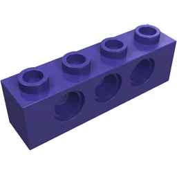 Technic Brick 1 x 4 [3 Pin Holes] / Dark Purple