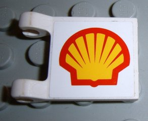 Lego Flag 2 x 2 Square with Flat Edge with Shell Logo Pattern on Both Sides (Stickers) - Set 2554