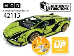 42115 Lamborghini Sián FKP 37 RC MOD for Powered Up Motors & LED Light