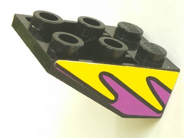 Lego Slope, Inverted 33 3 x 2 with Flat Bottom Pin without Connections between Studs with Purple and Yellow Flames Pattern on Both Sides (Stickers) - Set 8269