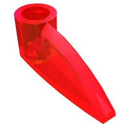 Technic Tooth 1 x 3 with Axle Hole [Rounded Underside] / Trans-Red