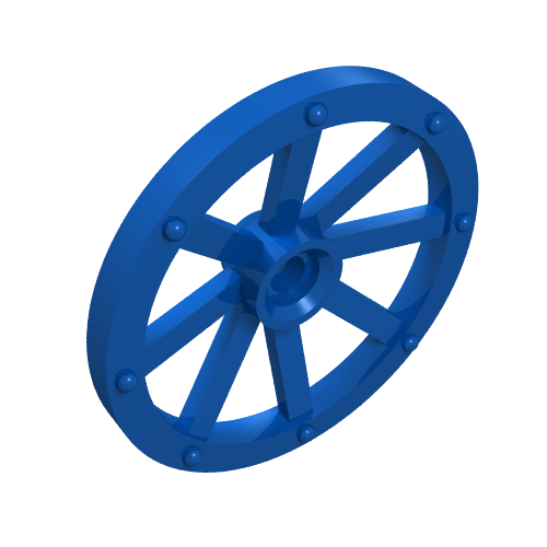 Lego Wheel Wagon Large (33mm D.), Round Hole For Wheel Holder Pin / Blue