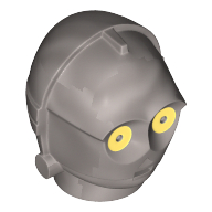 Lego Minifig Head Special, Protocol Droid with Yellow Eyes Print (C-3PO / K-3PO) / Flat Silver