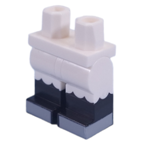 Lego Hips with White Legs and Black Boots Pattern with Skirt, Light Bluish Grey Shoes Print