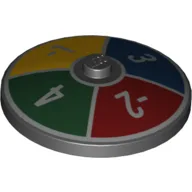 Dish 4 x 4 Inverted [Radar] with Red/Dark Green/Blue/Yellow Quadrants, White 1, 2, 3, 4 Print