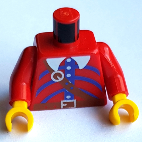 Lego Torso Imperial Armada Uniform with Brown Belt and Blue Print, Red Arms, Yellow Hands / Red