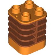 Lego Duplo Brick 2 x 2 x 2 Orange with Flex Spring / Dark Orange