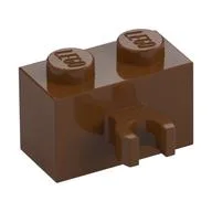 Brick Special 1 x 2 with Vertical Clip [Open O Clip] / Reddish Brown