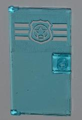 Lego Door 1 x 4 x 6 with Stud Handle with Police Badge on 3 White Stripes Top Pattern (Sticker) - Set 4440
