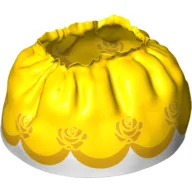 Duplo Skirt Satin with Yellow Layered Top Skirt and Orange Roses Print / Yellow