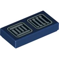 Tile 1 x 2 with SW R2-D2 Astromech Droid Vents Print / Dark Blue