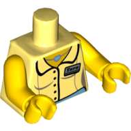 Lego Torso Shirt with 'Tara' Name Tag and Heart Necklace Print, Yellow Arms and Hands / Bright Light Yellow