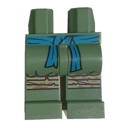 Hips and Sand Green Legs with Dark Turquoise Sash, Tan Knee Pads Print / Sand Green