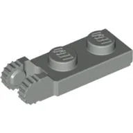 Hinge Plate 1 x 2 Locking with 2 Fingers On End, with Groove, 9 Teeth / Light Gray