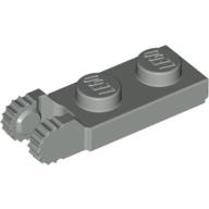 Lego Hinge Plate 1 x 2 Locking with 2 Fingers On End, with Groove, 9 Teeth / Light Gray
