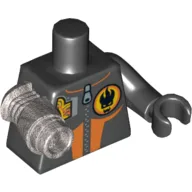 Torso Wetsuit with Zipper and Agents Villain Logo Print, Black Left Arm and Hand, Metallic Silver Mech Right Arm / Black