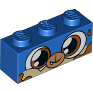Lego Brick 1 x 3 with Puppycorn, Chocolate Stains Print / Blue