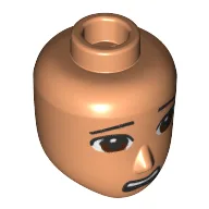 Minidoll Head Male, Dark Brown Eyes, Open Mouth Scared Print / Nougat