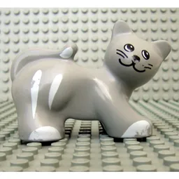 Duplo Animal Cat with White Stripes and Paws Print / Light Gray