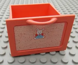 Scala Large Drawer with Bunny on Light Salmon Background Pattern (Sticker) - Set 3241 / Salmon