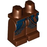 Lego Hips and Reddish Brown Legs with Dark Blue Coat and Silver Chain Mail Print / Reddish Brown