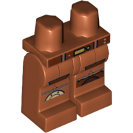 Lego Hips and Dark Orange Legs with Small Pockets and Semi-Circle Knee Pad on Right Leg Print