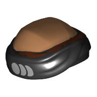 Lego Bald Head with Black Bandana with Light Bluish Grey Circles, Dark Brown Markings Print / Black