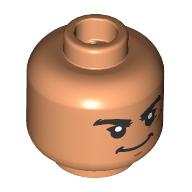 Lego Minifig Head Luffy, Thick Black Eyebrows, Nougat Scar, Open Mouth Laugh / Stern Smirk / Nougat