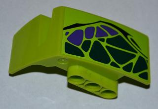 Lego Technic, Panel Car Mudguard Right with Dark Green and Dark Purple Scales Pattern (Sticker) - Set 9445