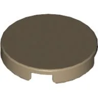 Tile Round 2 x 2 with Bottom Cross / Dark Tan