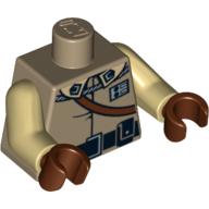 Lego Torso Shirt with Black Belt, Reddish Brown Strap, and Badge Print (General Calrissian), Tan Arms, Reddish Brown Hands / Dark Tan