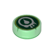 Lego Tile Round 1 x 1 with Venomari Print / Trans-Green
