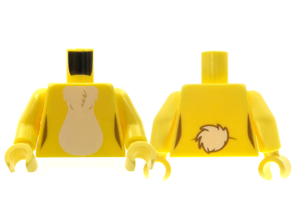Lego Torso White Fur Stomach and Cottontail Pattern / Bright Light Yellow Arms / Bright Light Yellow Hands
