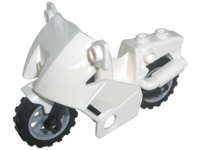 Lego Motorcycle City with Black Chassis (Short Fairing Mounts) and Light Bluish Gray Wheels