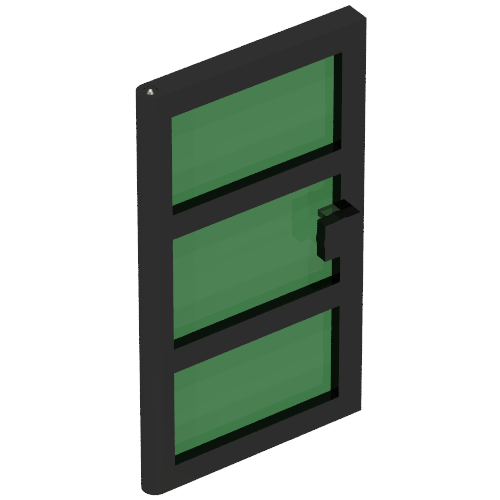 Lego Door 1 x 4 x 6 with 3 Panes with Trans-Green Glass / Black