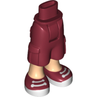 Lego Minidoll Hips and Cargo Pants with Light Nougat Legs and Dark Red Sneakers Print / Dark Red
