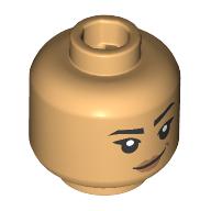 Lego Minifig Head Sabine Wren, Peach Lips, Smile / Angry Scowl print / Warm Tan