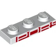 Plate 1 x 3 with White "PORS" on Red Background Print