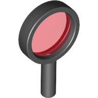 Lego Equipment Magnifying Glass with Thin Frame and Hollow Handle with Trans-Red Lens / Black