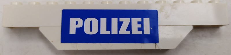 Lego Stickered Assembly 12 x 1 x 2 with White 'POLIZEI' on Blue Background Pattern (Sticker) - Set 7245